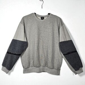 NUDE Apparel Co Gray Pullover Sweatshirt Woman Large Contrast Texture Sleeves